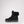 Black winter boot with faux fur cuff and thick grey lug sole