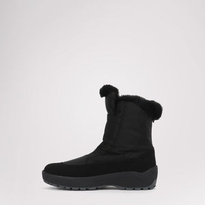 Pajar black winter boot with faux fur trim and thick rubber sole