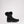 Black winter boot with faux fur trim and side zipper closure