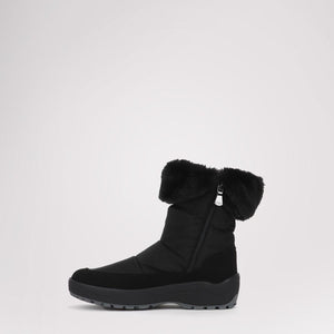 Pajar black winter boot with side zipper and faux fur cuff