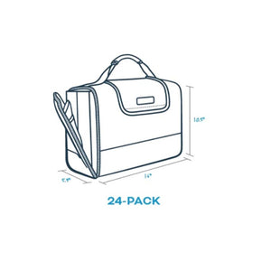 Kanga Coolers 24-pack cooler bag line drawing with dimensions 16 inches by 10.5 inches by 5.9 inches