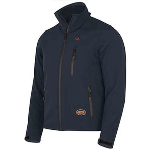 Pioneer navy blue softshell jacket with front zipper and chest pocket