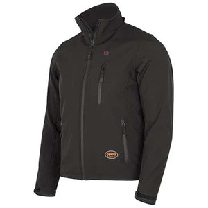 Pioneer black softshell heated jacket with front zipper and chest pocket