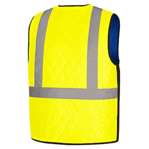 Pioneer high visibility yellow quilted safety vest with reflective stripes