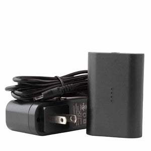 Black battery charger with power cable and battery pack