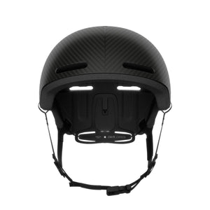 Interior view of black Calyx Carbon helmet showing adjustable fit system and ventilation channels