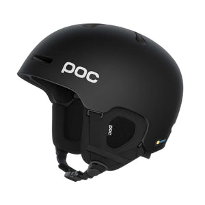 Matte black POC ski and snowboard helmet with ear pads and chin strap