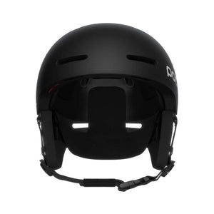 Matte black POC ski and snowboard helmet front view