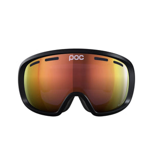 POC ski goggles with black frame and orange mirrored lens