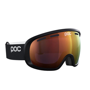 POC ski goggles with black frame and reflective orange lens
