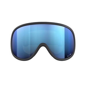 POC ski goggles with black frame and blue reflective Zeiss lens