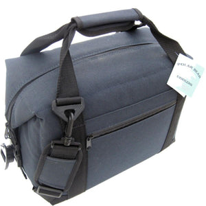 Navy blue Polar Bear Coolers soft sided cooler bag with shoulder strap and front zipper pocket