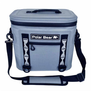Polar Bear soft cooler bag in grey with black trim and shoulder strap
