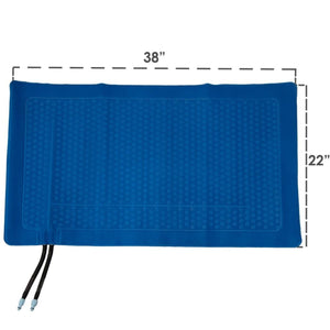 Polar Products blue cooling pad with 38 inch by 22 inch dimensions