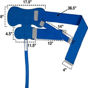 Polar Products blue therapy wrap with dimension labels