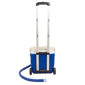 Polar Products rolling cooler with extended handle and blue hose