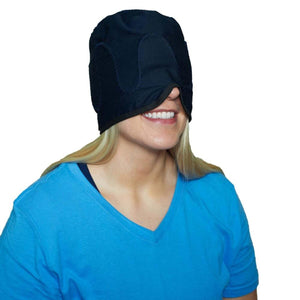 Polar Products black cooling therapy cap worn over the head