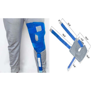 Polar Products knee ice pack wrap with dimension labels