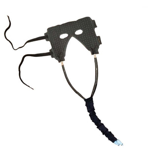 Black textured cold therapy face mask with adjustable straps and connection hose