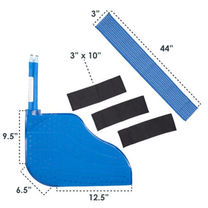 Polar Products blue therapy pad with three black straps and dimensions labeled