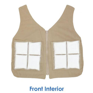 Polar Products cooling vest showing front interior with four white ice packs in each pocket