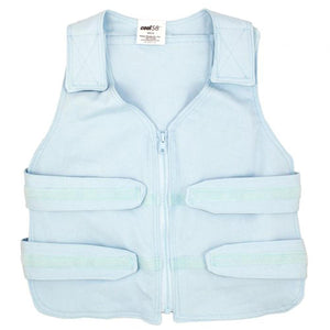 Light blue Cool58 cooling vest with front zipper and adjustable side straps
