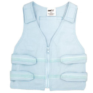 Light blue Cool58 cooling vest with front zipper and adjustable side straps