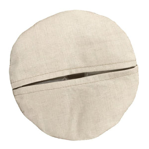 Polar Products round beige fabric cover with a center slit opening