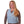 Woman wearing a light blue zip front cooling vest over a brown long sleeve shirt