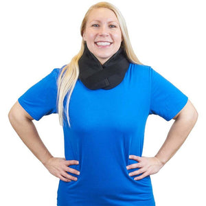 Woman wearing a black Polar Products neck wrap