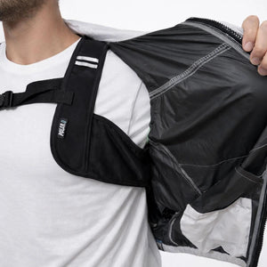 Close up of Polar Quest jacket interior showing black harness and lining