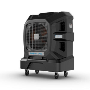 Portacool portable evaporative cooler on wheels