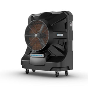 Portacool portable evaporative cooler on wheels