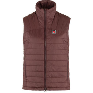 FjallRaven brown quilted vest with high collar and front zipper