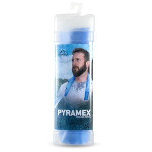 Pyramex cooling towel in a clear plastic storage tube