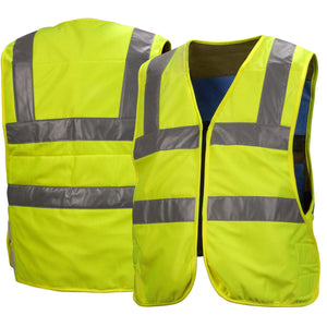 Pyramex Safety high visibility yellow vest with reflective stripes