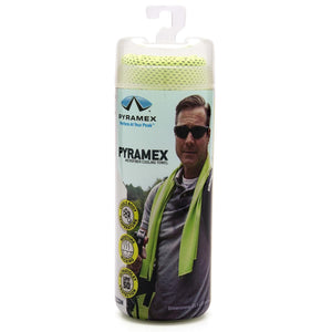 Pyramex microfiber cooling towel in lime green packaging