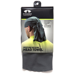 Pyramex moisture wicking grey head towel in retail packaging