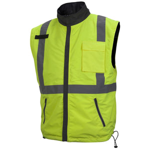 Pyramex Safety high visibility lime yellow vest with reflective stripes and pockets