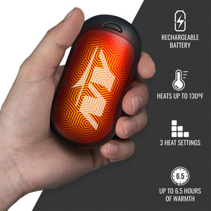 ActionHeat rechargeable hand warmer with three heat settings and 6.5 hour battery life