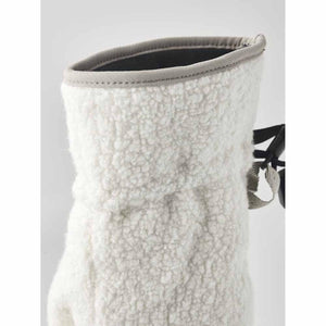 Hestra white fleece mitten cuff with grey trim