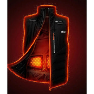 Lenz black heated vest with glowing internal heating elements