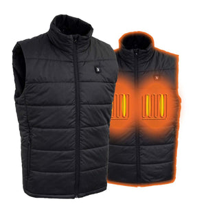 NexGen black quilted heated vest showing internal heating elements