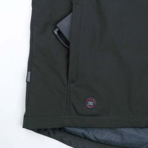 Mobile Warming jacket pocket with battery pack and power button