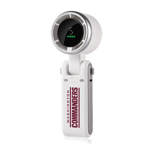 AlphaCool handheld fan with Washington Commanders logo and digital battery display