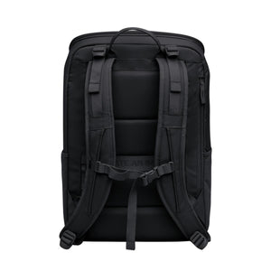 Back view of a black Got Bag backpack showing padded shoulder straps and mesh back panel