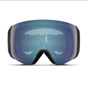 Smith Optics snow goggles with a blue mirrored lens and black frame