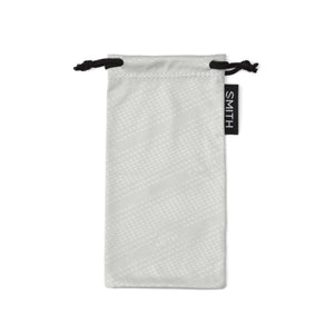 Smith Optics grey microfiber drawstring eyewear pouch with repeating logo pattern