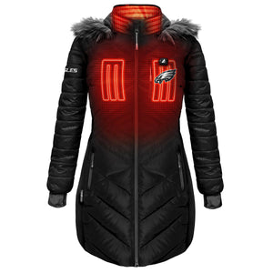 ActionHeat Philadelphia Eagles women's heated puffer jacket with faux fur hood