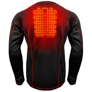 Gerbing black long sleeve base layer with glowing orange heating elements on the back